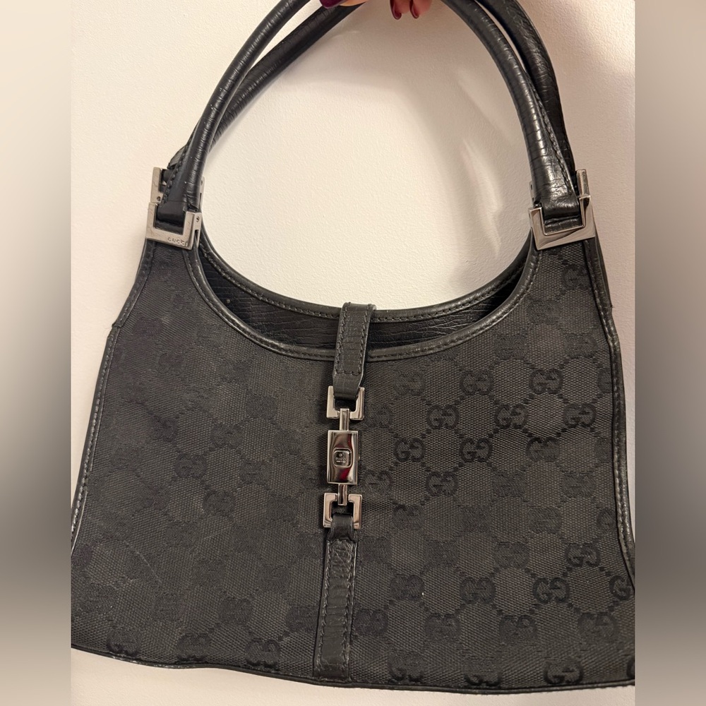Gucci Black Monogram Shoulder Bag!